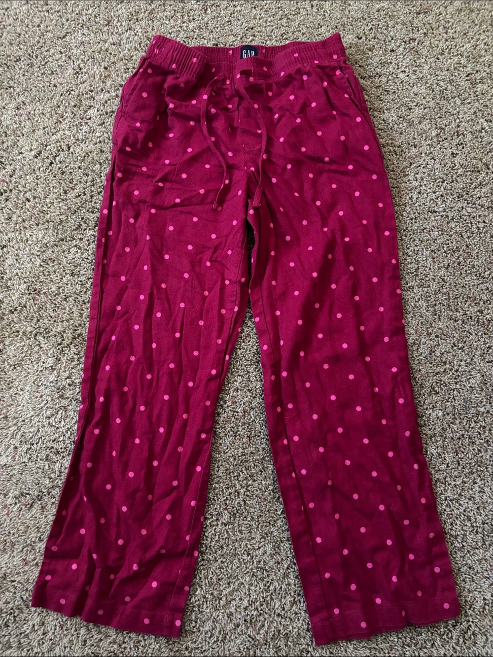 GAP Magenta Pink Polka Dot Pajama Pants Drawstring Loungewear Sz M
